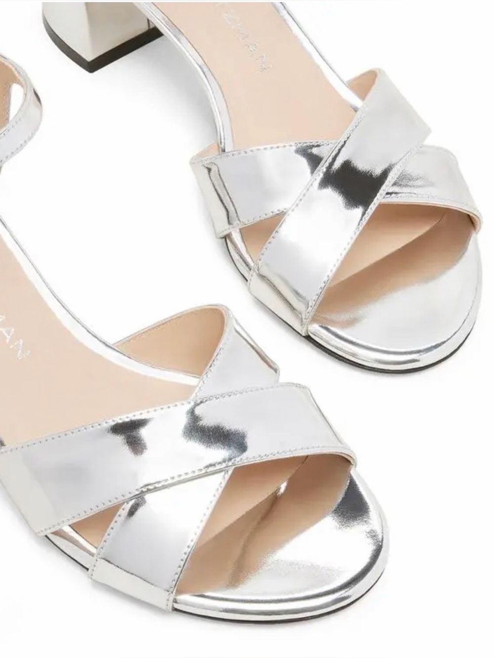 Stuart Weitzman Dayna Ankle Strap Silver Sandals